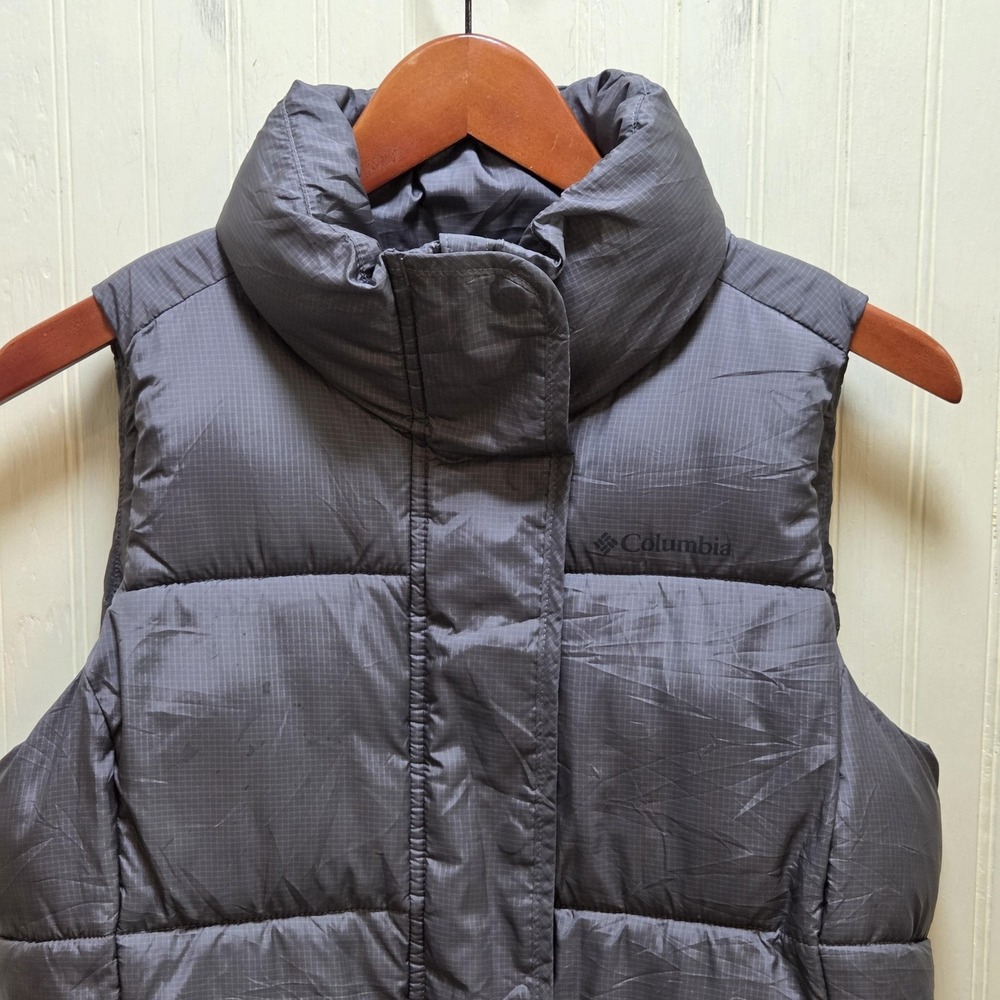 Columbia Vest Womens XS Gray Quilted Puffer Full Zip Collared Pockets Outdoor